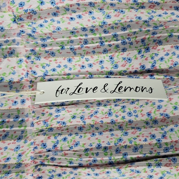 For Love And Lemons Phoebe Floral Mini Dress Small NWT - Picture 6 of 8